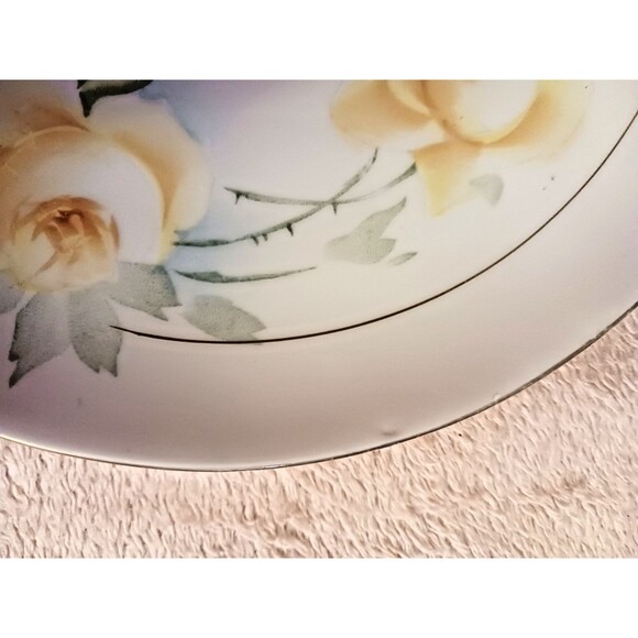 Antique PT Bavaria Studio Hand Painted Artist Signed Yellow Rose Plate Vintage - Picture 5 of 8